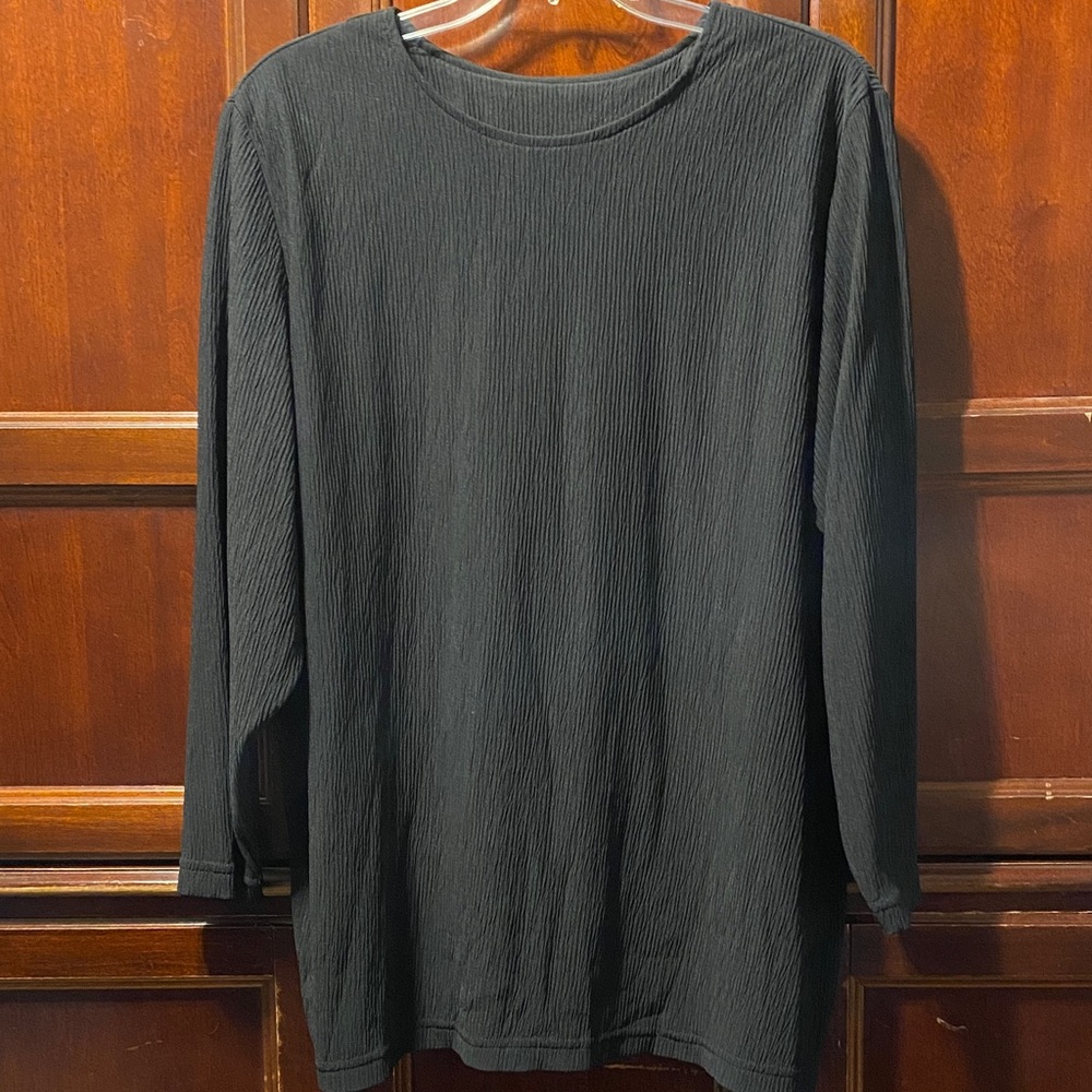 Alabuy vintage Black women’s long sleeve crinkle pullover tunic size 3X top